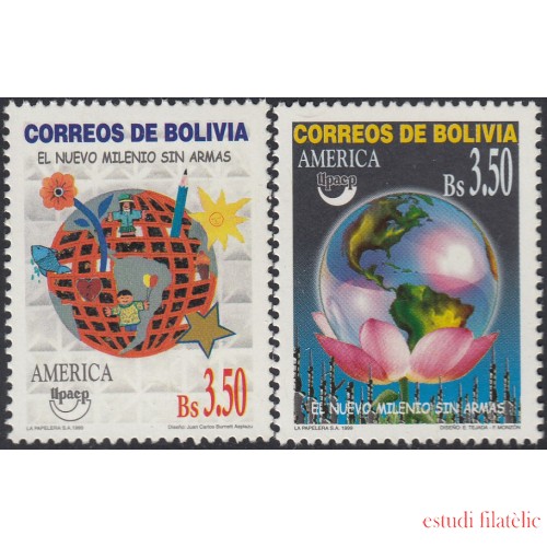 Upaep Bolivia 1036/37 1999 Dibujo de la tierra en una flor MNH