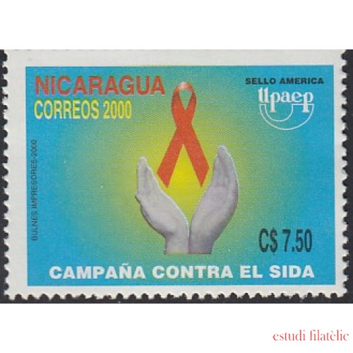 Upaep Nicaragua 2523 2000 VIH Sida AIDS Manos y lazo rojo MNH