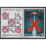 Upaep Uruguay 1925/26 2000 VIH Sida AIDS 3 en raya con preservativos jeringuilla MNH