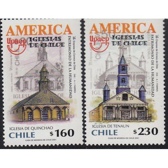 Upaep Chile 1598/99 2001 Iglesia de Quinchao y de Tenaun MNH Upaep Chile 1598/99 2001 Iglesia de Quinchao y de Tenaun MNH