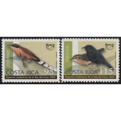 Upaep Costa Rica 688/89 2001 fauna birds pájaros Coccyzus Pinarloloxias MNH Upaep Costa Rica 688/89 2001 fauna birds pájaros Coccyzus Pinarloloxias MNH