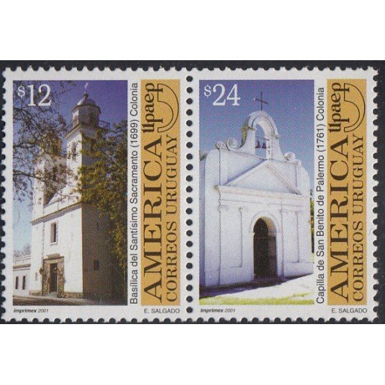 Upaep Uruguay 1977/78 2001 Basílica del Santísimo Sacramento Capilla MNH Upaep Uruguay 1977/78 2001 Basílica del Santísimo Sacramento Capilla MNH