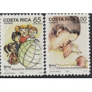 Upaep Costa Rica 704/05 2002 Niños con un globo terráqueo Mujer leyendo MNH