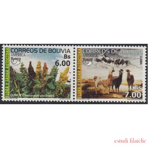 Upaep Bolivia 1155/56  2003 Chenopodium Lama guanicoe flora fauna MNH