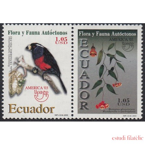 Upaep Ecuador 1769/70 2003 Semnornis Bomarea pájaro bird fauna flora MNH