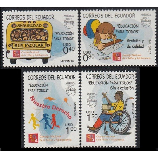 Upaep Ecuador 2048/51 2007 Educación para todos sin exclusión MNH Upaep Ecuador 2048/51 2007 Educación para todos sin exclusión MNH