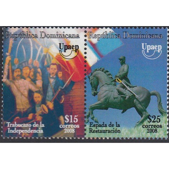 Upaep Rep Dominicana 1568/69 2008 horse Trabucazo Espada de la Restauración MNH Upaep Rep Dominicana 1568/69 2008 horse Trabucazo Espada de la Restauración MNH