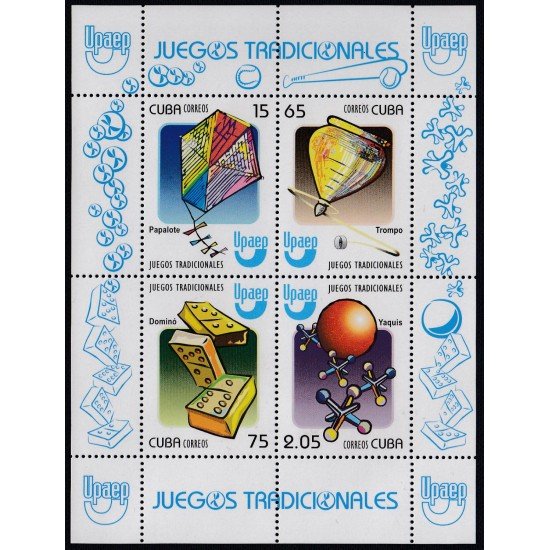 Upaep Cuba HB 260 2009 Juegos tradicionales Trompo Papalote Dominó Yaquis MNH Upaep Cuba HB 260 2009 Juegos tradicionales Trompo Papalote Dominó Yaquis MNH