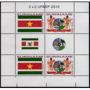 Upaep Suriname 2169/70 2010 Mini hoja Bandera y Escudo adoptados MNH