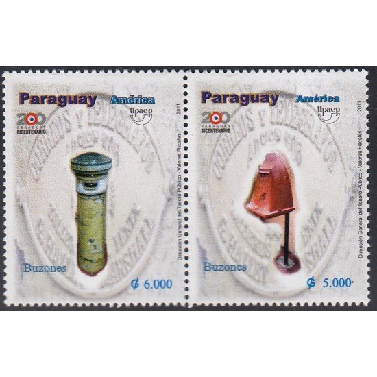 Upaep Paraguay 3069/70 2011 Bicentenario Buzones MNH Upaep Paraguay 3069/70 2011 Bicentenario Buzones MNH