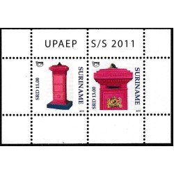 Upaep Suriname 2256/57 2011 Mini hoja Buzones MNH Upaep Suriname 2256/57 2011 Mini hoja Buzones MNH