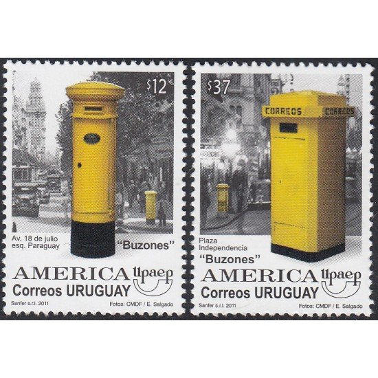 Upaep Uruguay 2514/15 2011 Plaza independencia Buzones MNH Upaep Uruguay 2514/15 2011 Plaza independencia Buzones MNH