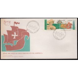 Upaep Brasil 2062/63 1992 Colón Carabelas mapa de Europa SPD FDC Sobre Primer Dí Upaep Brasil 2062/63 1992 Colón Carabelas mapa de Europa SPD FDC Sobre Primer Dí