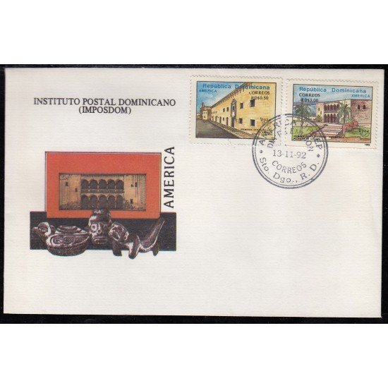 Upaep Rep. Dominicana 1101/02 1992 Residencias reales SPD FDC Sobre Primer Dia Upaep Rep. Dominicana 1101/02 1992 Residencias reales SPD FDC Sobre Primer Dia