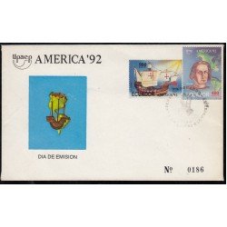 Upaep Ecuador 1252/53 1992 Carabela Sta María mapa SPD FDC Sobre Primer Día Upaep Ecuador 1252/53 1992 Carabela Sta María mapa SPD FDC Sobre Primer Día