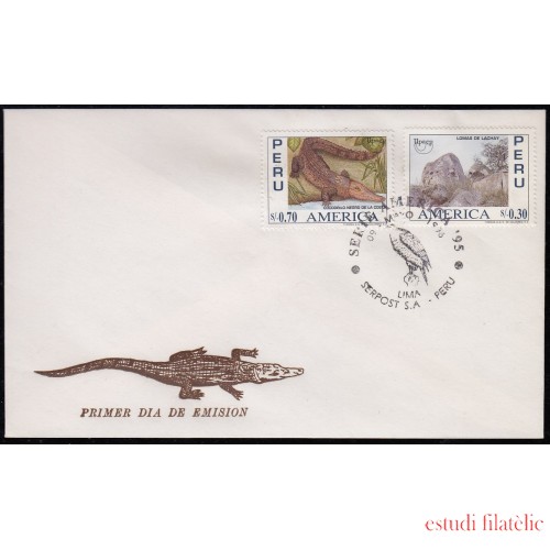 Upaep Perú 1076/77 1995 Reseva Lachay Crocodylus SPD FDC Sobre Primer Día
