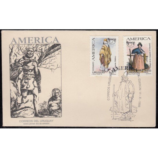 Upaep Uruguay 1594/95 1996 Gaucho Campesina SPD FDC Sobre Primer Día Upaep Uruguay 1594/95 1996 Gaucho Campesina SPD FDC Sobre Primer Día