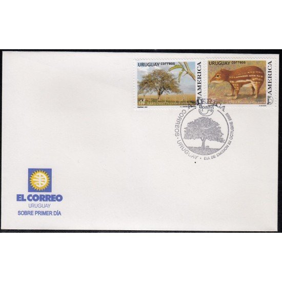 Upaep Uruguay 2124/25 2003 Prosopis affinis Agouti paca SPD FDC Sobre Primer Día Upaep Uruguay 2124/25 2003 Prosopis affinis Agouti paca SPD FDC Sobre Primer Día
