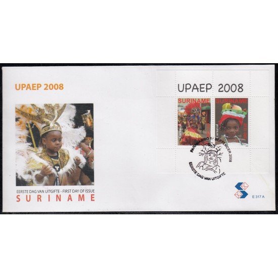Upaep Suriname HB 168 2008 Carnaval Fiestas Nacionales SPD FDC Sobre Primer Día Upaep Suriname HB 168 2008 Carnaval Fiestas Nacionales SPD FDC Sobre Primer Día