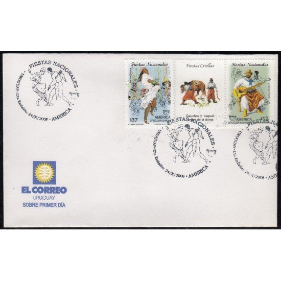 Upaep Uruguay 2377/78 2008 Fiestas Nacionales SPD FDC Sobre Primer Día Upaep Uruguay 2377/78 2008 Fiestas Nacionales SPD FDC Sobre Primer Día