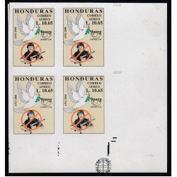Upaep 1999 Honduras 1030 variedad Variety Imperforated paloma fauna bird bl.4 Upaep 1999 Honduras 1030 variedad Variety Imperforated paloma fauna bird bl.4