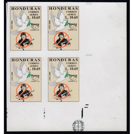 Upaep 1999 Honduras 1030 variedad Variety Imperforated paloma fauna bird bl.4 Upaep 1999 Honduras 1030 variedad Variety Imperforated paloma fauna bird bl.4