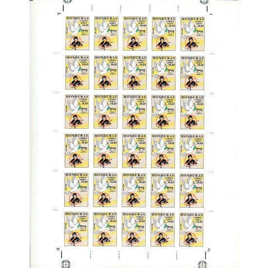 Upaep 1999 Honduras 1030 variedad Variety Imperforated paloma fauna bird Hoja Upaep 1999 Honduras 1030 variedad Variety Imperforated paloma fauna bird Hoja