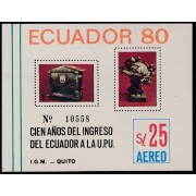 Ecuador Hojita block 47 1980 Cien años del ingreso del Ecuador a la UPU MNH