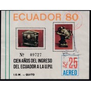 Ecuador Hojita block 47 1980 Cien años del ingreso del Ecuador a la U.P.U Usado