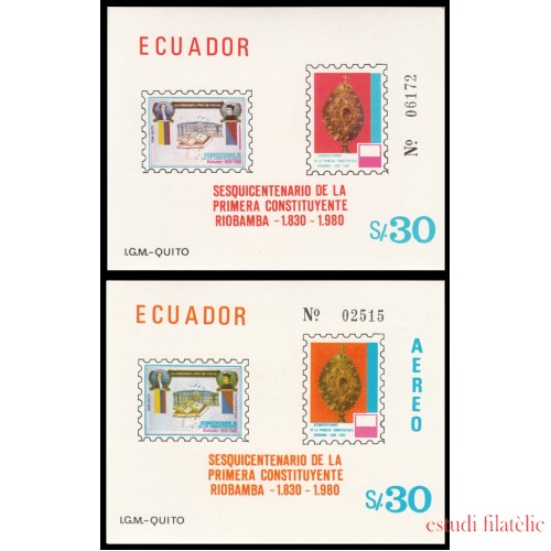 Ecuador Hojita block 48/49 1980 Sesquicentenario de la primera constituyente MNH