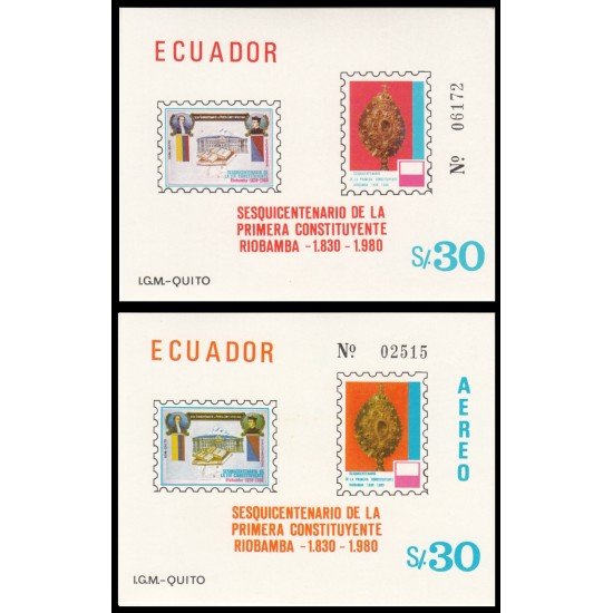 Ecuador Hojita block 48/49 1980 Sesquicentenario de la primera constituyente MNH Ecuador Hojita block 48/49 1980 Sesquicentenario de la primera constituyente MNH