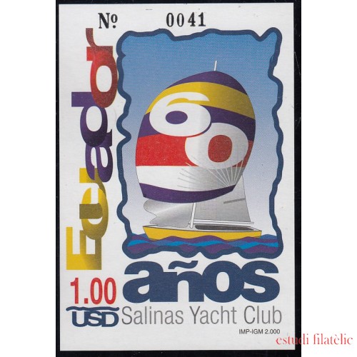 Ecuador Hojita Block 110A 2000 60 años salinas Yacht Club barco MNH