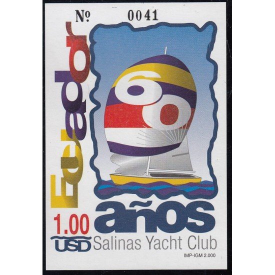 Ecuador Hojita Block 110A 2000 60 años salinas Yacht Club barco MNH Ecuador Hojita Block 110A 2000 60 años salinas Yacht Club barco MNH