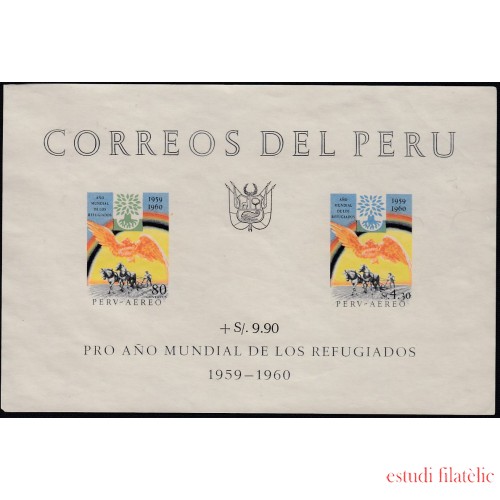 Perú Hojita block 3 1960 Pro Año Mundial de los Refugiados 