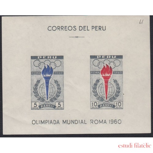 Perú Hojita block 4 1961 Olimpiada Mundial Roma MNH