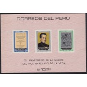 Perú Hojita block 7 1969 351 Aniversario de la muerte del inca  Garcilaso MNH 