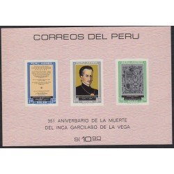 Perú Hojita block 7 1969 351 Aniversario de la muerte del inca Garcilaso MH Perú Hojita block 7 1969 351 Aniversario de la muerte del inca Garcilaso MH