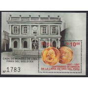 Perú Hojita block 11 1997 Centenario de emisión de la libra del perú MNH