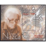 Perú Hojita block 16 1998 Líneas de Nazca  María Reiche MNH