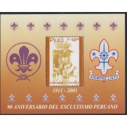 Perú Hojita block 20 2002 90 Aniversario del Escultismo Peruano Boy scout MNH