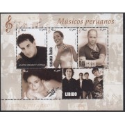 Perú Hojita block 27 2004 Músicos Peruanos Susana baca Libido Gianmarco  MNH