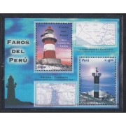Perú Hojita block 32 2006 Faros Lighthouses map  MNH
