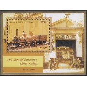 Perú Hojita block 33 2006 150 Años del ferrocarril Lima Callao tren train railway MNH
