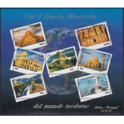 Perú Hojita block 45 2008 Las 7 Nuevas Maravillas Machu Picchu Chichen Itzá MNH