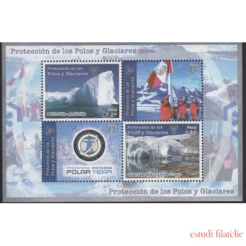Perú Hojita block 50A 2008 Protección de los Polos y Glaciares Antártida Quelcayya Cusco  MNH