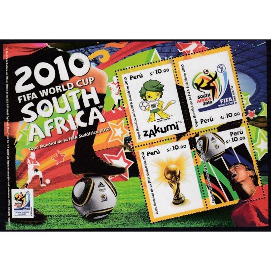 Perú Hojita block 57 2010 Copa Mundial de la FIFA Sudáfrica 2010 fútbol football MNH Perú Hojita block 57 2010 Copa Mundial de la FIFA Sudáfrica 2010 fútbol football MNH