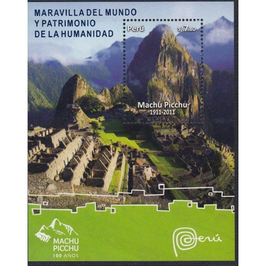 Perú HB-62 2011 Maravilla del mundo y patrimonio de la Humanidad Machu Picchu MNH