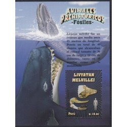 Perú Hojita block 63 2011 Animales Prehistóricos Fósiles fauna Livyatan Melvillei MNH Perú Hojita block 63 2011 Animales Prehistóricos Fósiles fauna Livyatan Melvillei MNH