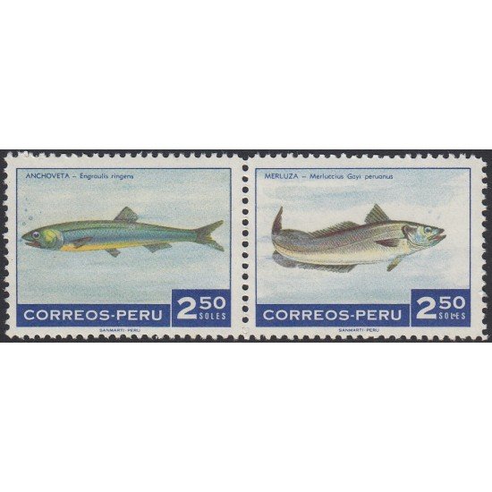 Perú 518/19 1970 Peces Anchoveta Merluza Usado Perú 518/19 1970 Peces Anchoveta Merluza Usado