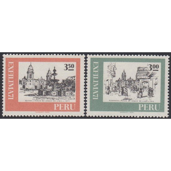 Perú 544/45 1971 Exposición Filatélica Plaza de Armas MNH Perú 544/45 1971 Exposición Filatélica Plaza de Armas MNH